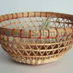portafrutta intreccio a nassa in salice decorticato e ceramica